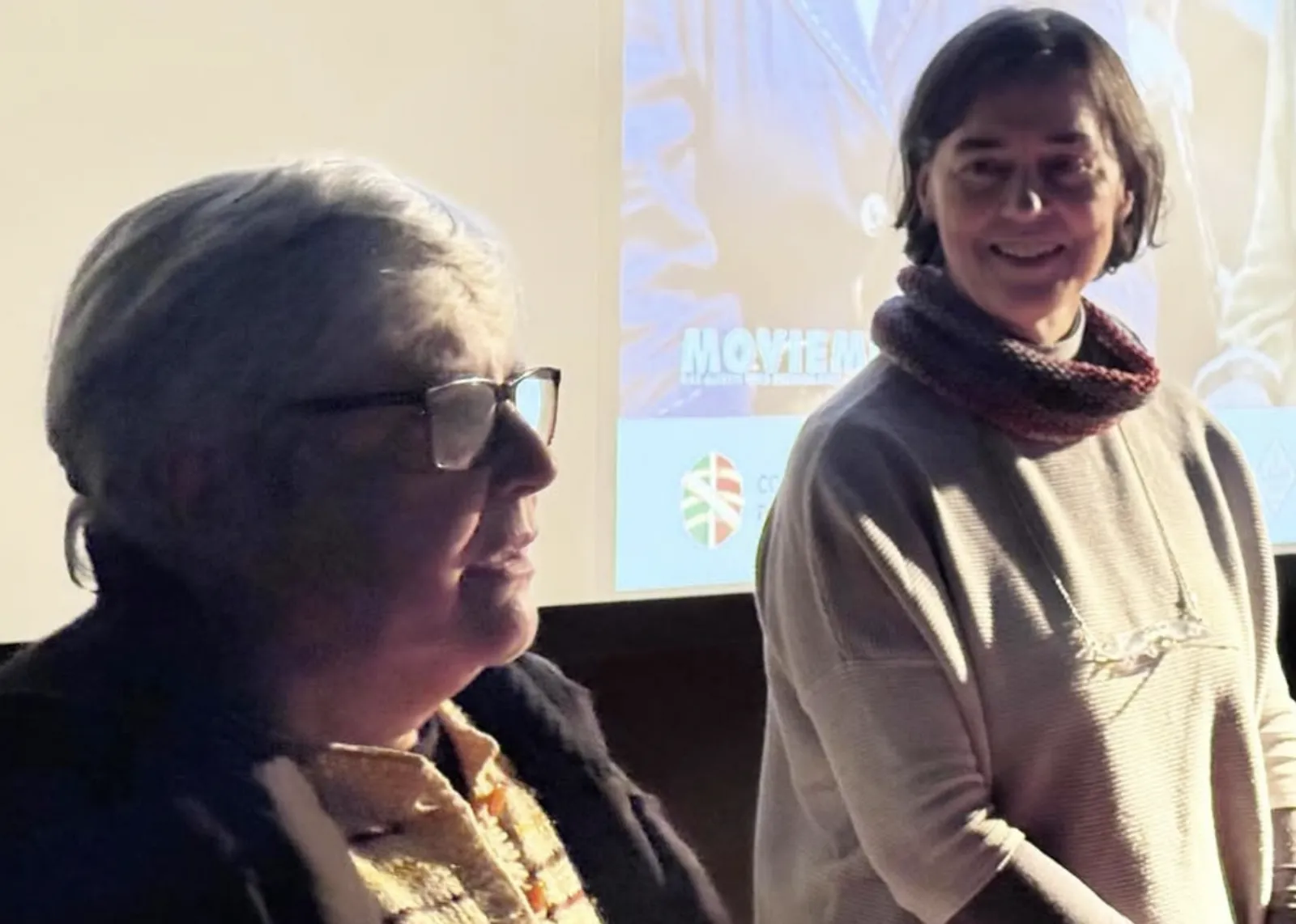 Guests introduce their film in front of the Moviemento screen